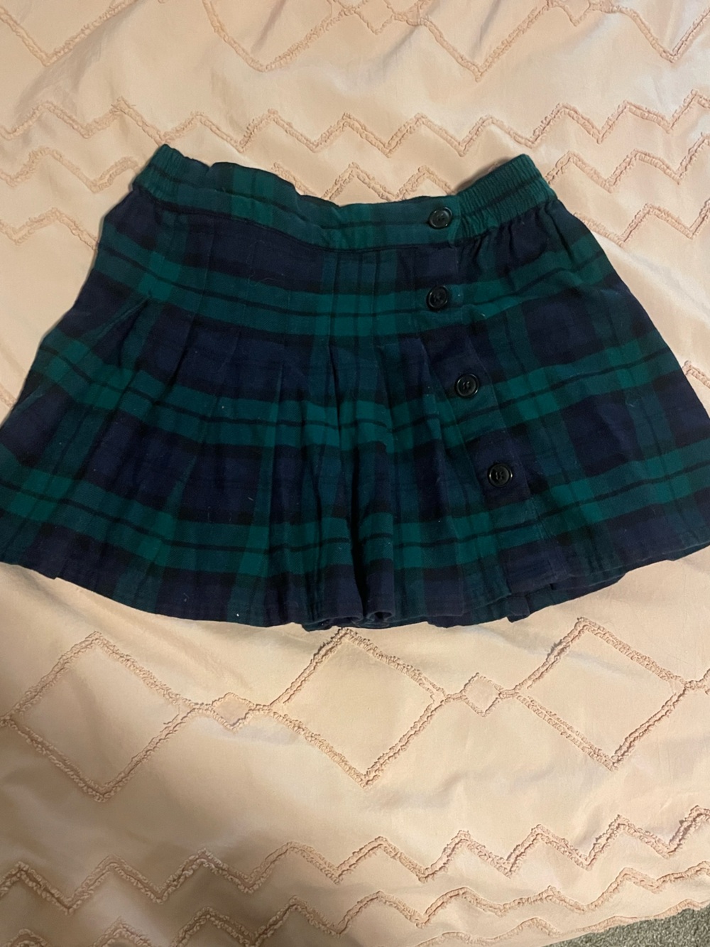 Gap teen Pleated Navy and Green Plaid Mini Skirt
